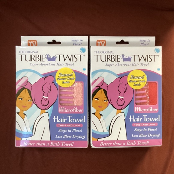 The Original Turbie Twist Hair Towel Bundle 2 packs Super Absorbent NEW - Picture 3 of 8